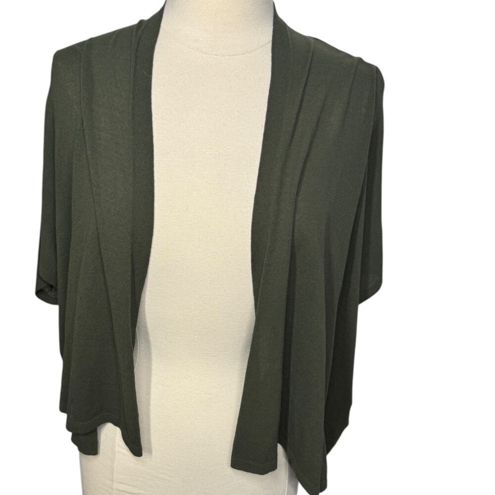 Eileen Fisher NWT LG Short Boxy Cardigan Green Organic $228
